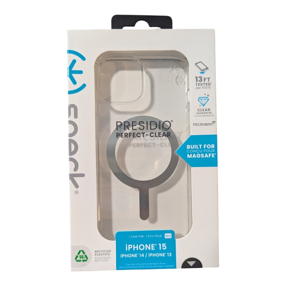 M1. Speck‎ Presidio Perfect-Clear with Chrome MagSafe Case - iPhone 15/14/13